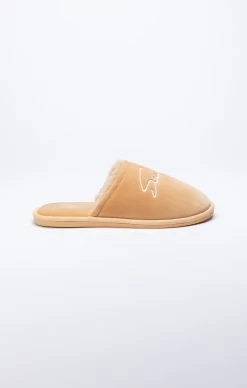 SikSilk Beige Slipper With Embroidered Logo