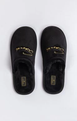 SikSilk Black Slipper With Embroidered Logo -Style Zone Shop SS 22368 6
