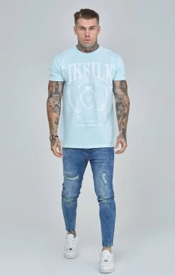 SikSilk Blue Varsity Boxy Fit T-Shirt -Style Zone Shop SS 22389 2