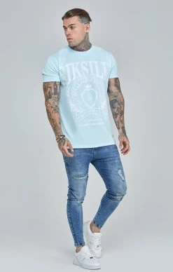 SikSilk Blue Varsity Boxy Fit T-Shirt -Style Zone Shop SS 22389 4