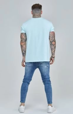 SikSilk Blue Varsity Boxy Fit T-Shirt -Style Zone Shop SS 22389 5