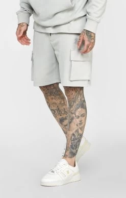 SikSilk Grey Relaxed Fit Cargo Short