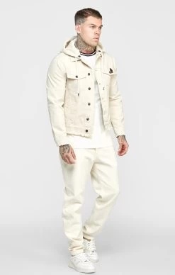 SikSilk Ecru Hooded Denim Jacket -Style Zone Shop SS 22435 4