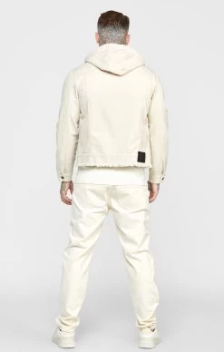 SikSilk Ecru Hooded Denim Jacket -Style Zone Shop SS 22435 5