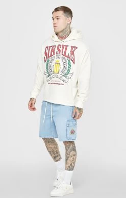 SikSilk Ecru Varsity Anniversary Print Oversized Hoodie -Style Zone Shop SS 22447 3 c6153188 aa27 44f2 be9f 2fe787842158