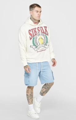 SikSilk Ecru Varsity Anniversary Print Oversized Hoodie -Style Zone Shop SS 22447 4 64bf4311 ab9d 4d92 bfaa 9a4d9382cd33