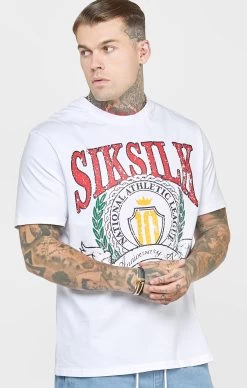 SikSilk White Varsity Oversized T-Shirt