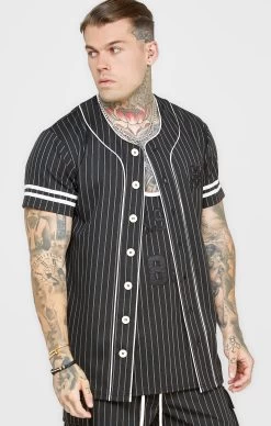 SikSilk Black Baseball Jersey