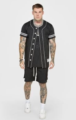SikSilk Black Baseball Jersey -Style Zone Shop SS 22459 3C