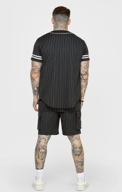 SikSilk Black Baseball Jersey -Style Zone Shop SS 22459 5C