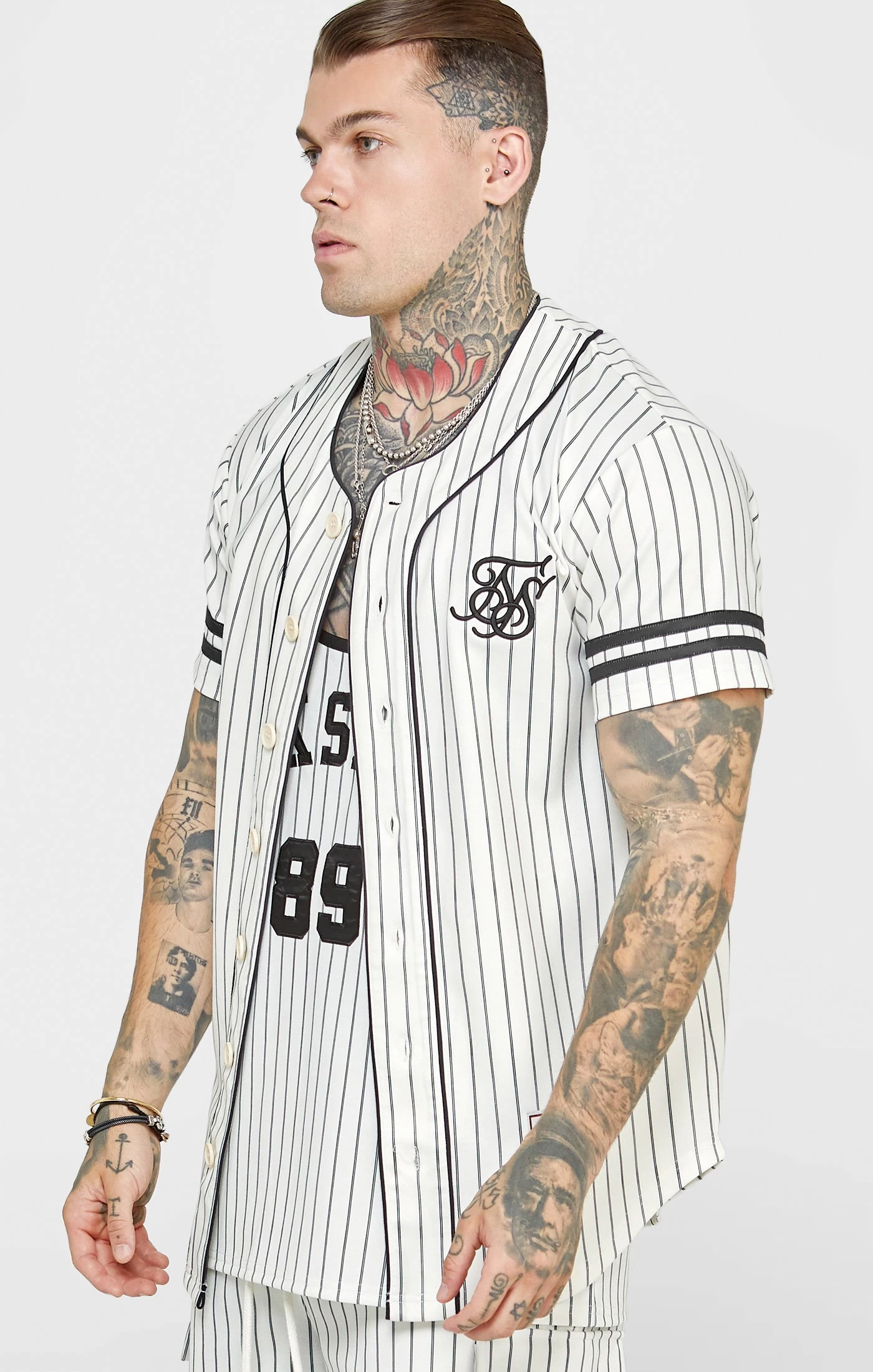 SikSilk Beige Baseball Jersey 3 SikSilk Beige Baseball Jersey