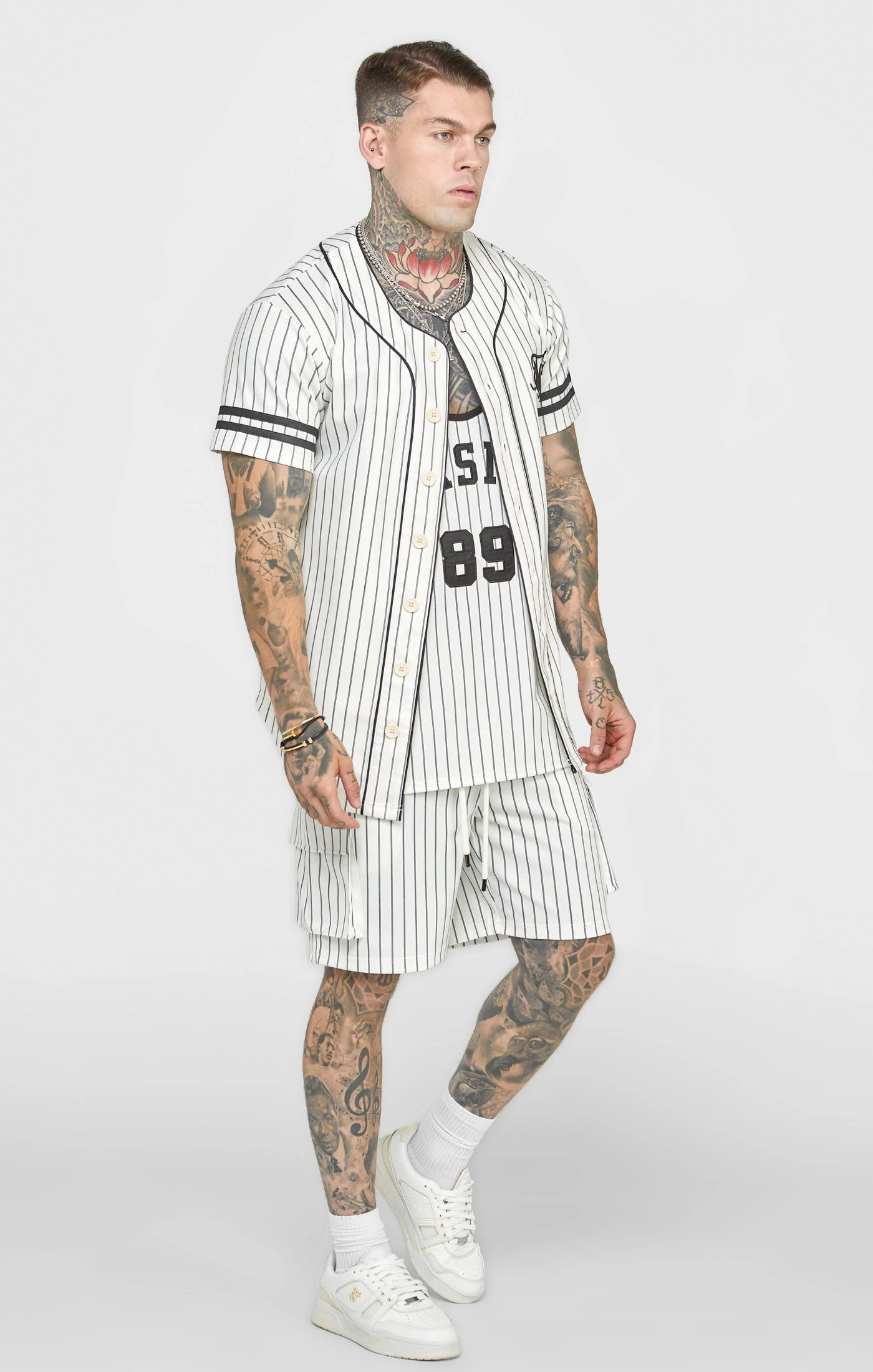 SikSilk Beige Baseball Jersey 6 SikSilk Beige Baseball Jersey - Image 4