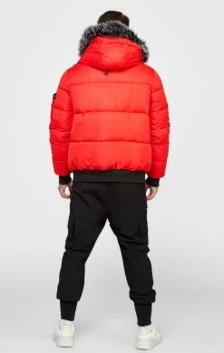 SikSilk Red Bomber Jacket -Style Zone Shop SS 22509 5C