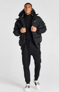SikSilk Black Bomber Jacket -Style Zone Shop SS 22510 3