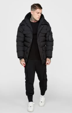 SikSilk Black Parka Coat -Style Zone Shop SS 22511 3C