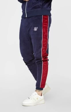 SikSilk Navy Velour Track Pant