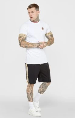 SikSilk White Crest Elasticated Cuff T-Shirt -Style Zone Shop SS 22533 3C