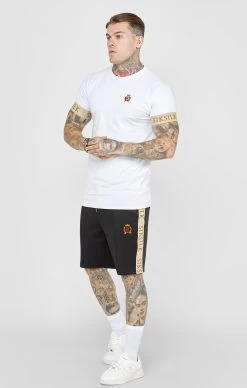 SikSilk White Crest Elasticated Cuff T-Shirt -Style Zone Shop SS 22533 4C