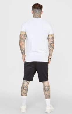 SikSilk White Crest Elasticated Cuff T-Shirt -Style Zone Shop SS 22533 5C