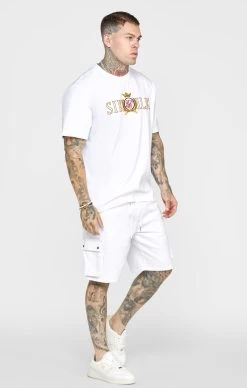 SikSilk White Oversized Crest T-Shirt -Style Zone Shop SS 22551 3