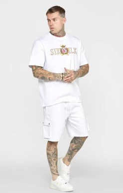 SikSilk White Oversized Crest T-Shirt -Style Zone Shop SS 22551 4