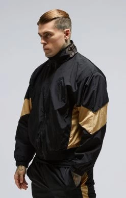 SikSilk Black Panelled Bomber Jacket