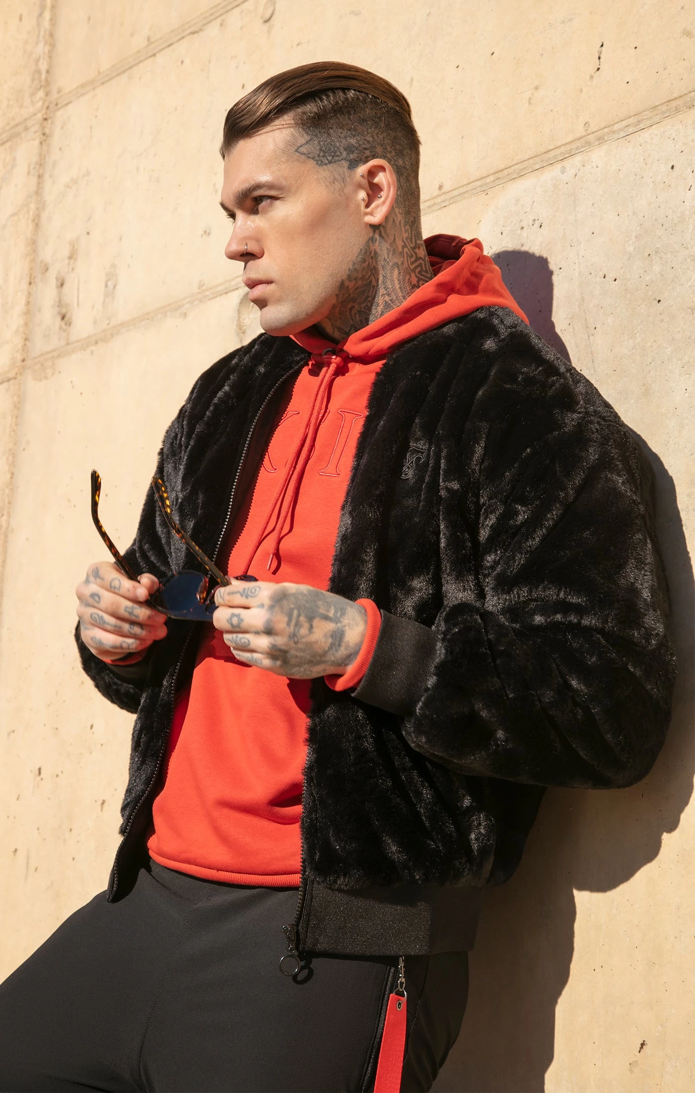 SikSilk Black Faux Fur Bomber Jacket 3 SikSilk Black Faux Fur Bomber Jacket