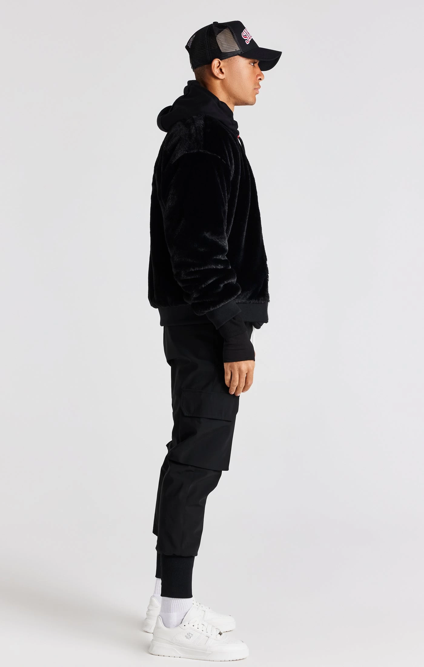 SikSilk Black Faux Fur Bomber Jacket 7 SikSilk Black Faux Fur Bomber Jacket - Image 5