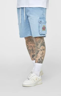 SikSilk Blue Elasticated Waist Denim Short