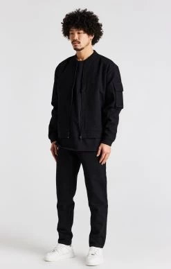 SikSilk Black Repeat Logo Slim Fit Denim Jean -Style Zone Shop SS 22565 3