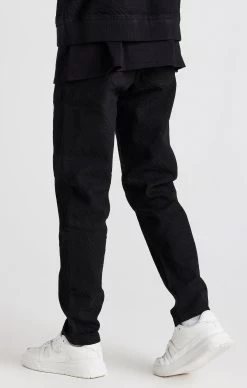 SikSilk Black Repeat Logo Slim Fit Denim Jean -Style Zone Shop SS 22565 4