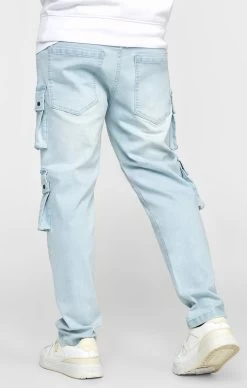 SikSilk Blue Loose Fit Denim Cargo Pant -Style Zone Shop SS 22567 4 7b633378 2937 4148 8ad1 8a5e9af95936
