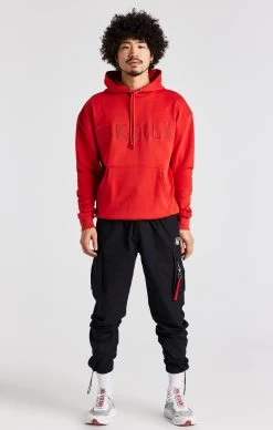 SikSilk Red Applique Hoodie -Style Zone Shop SS 22570 3