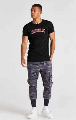 SikSilk Black Logo Short Sleeve Muscle Fit T-Shirt -Style Zone Shop SS 22571 3