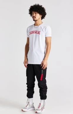 SikSilk White Logo Short Sleeve Muscle Fit T-Shirt -Style Zone Shop SS 22572 4