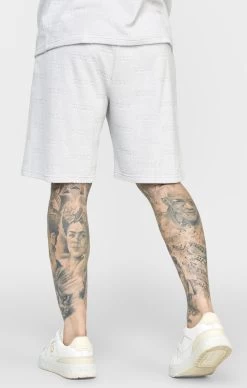SikSilk Grey Repeat Logo Towelling Short -Style Zone Shop SS 22580 4