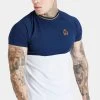 SikSilk Navy Cut & Sew Muscle Fit T-Shirt -Style Zone Shop SS 22591 1