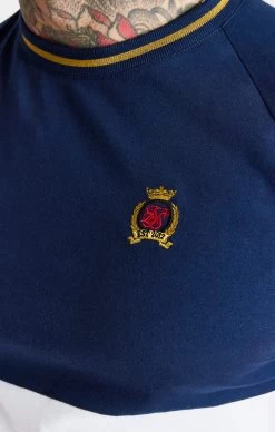 SikSilk Navy Cut & Sew Muscle Fit T-Shirt -Style Zone Shop SS 22591 3