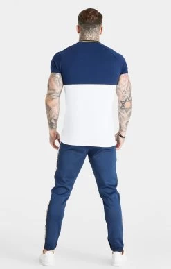 SikSilk Navy Cut & Sew Muscle Fit T-Shirt -Style Zone Shop SS 22591 5