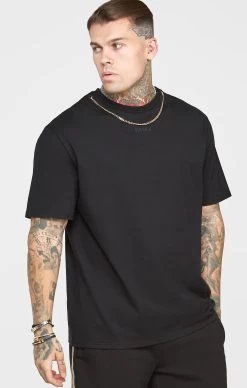 SikSilk Black Chain Oversized T-Shirt