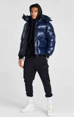 SikSilk Navy Puffer Jacket -Style Zone Shop SS 22643 3a