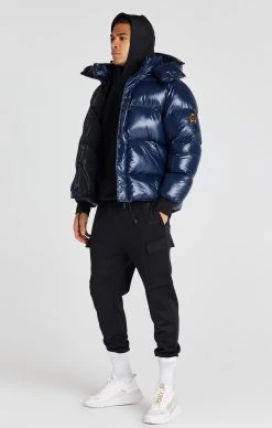 SikSilk Navy Puffer Jacket -Style Zone Shop SS 22643 4a
