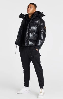 SikSilk Black Puffer Jacket 11 SikSilk Black Puffer Jacket -Style Zone Shop SS 22653 3a