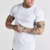 SikSilk White Embroidered Muscle Fit T-Shirt -Style Zone Shop SS 22655 1