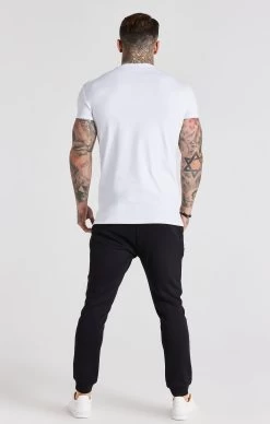 SikSilk White Embroidered Muscle Fit T-Shirt -Style Zone Shop SS 22655 6