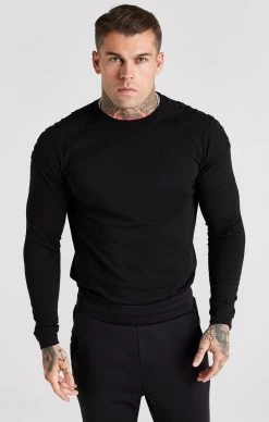 SikSilk Black Panel Muscle Fit T-Shirt