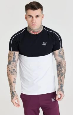 SikSilk Taped Square Hem Tee - Black & White