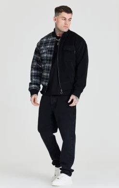SikSilk Black Half And Half Bomber Jacket -Style Zone Shop SS 22750 3 0c803eb3 363f 4548 b6fa 13689965b3e2