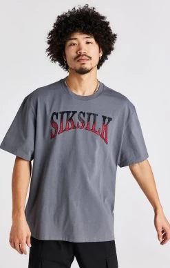 SikSilk Grey Rhinestone Short Sleeve T-Shirt