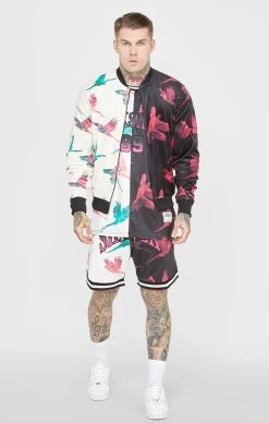 SikSilk Ecru Print Bomber Jacket -Style Zone Shop SS 22778 3